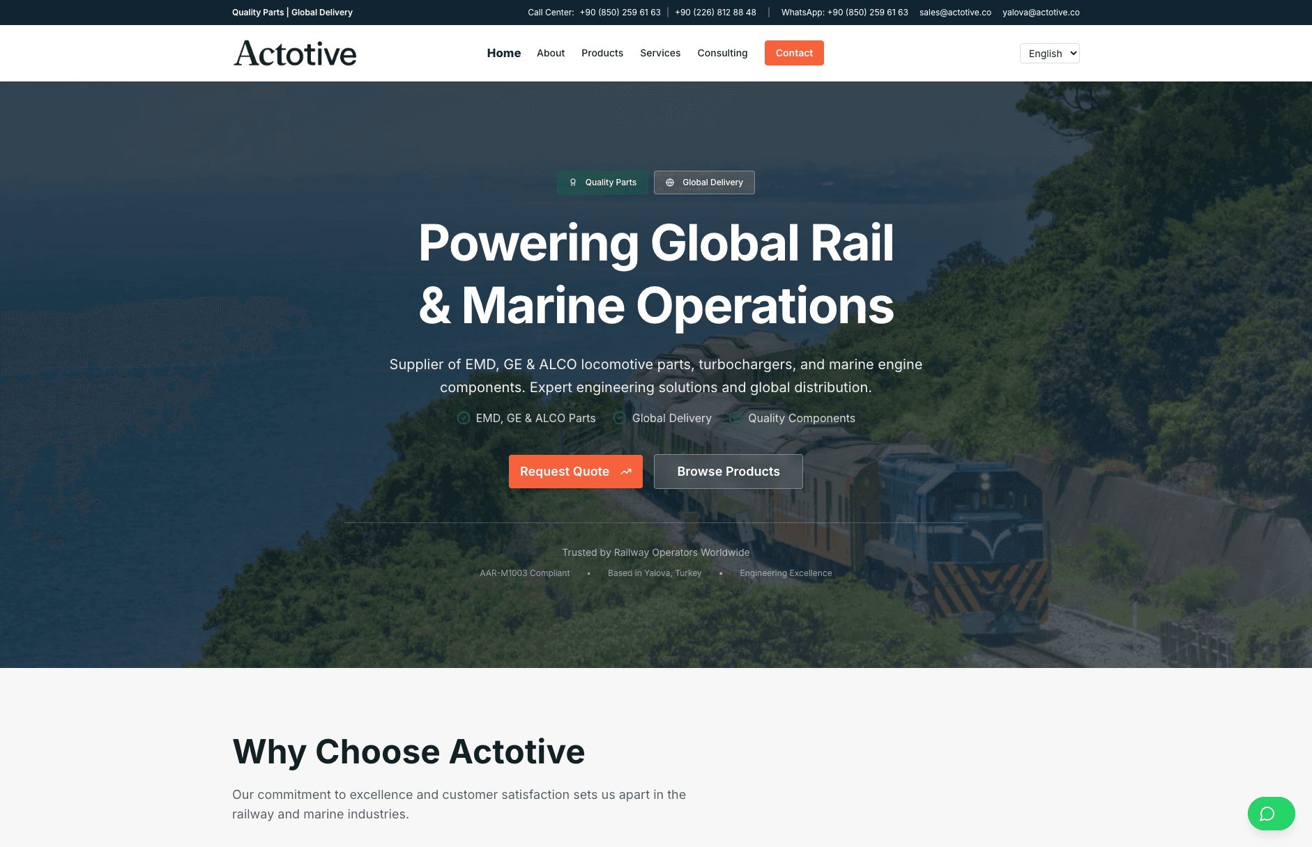 Actotive - Rail & Marine Parts mobile website preview