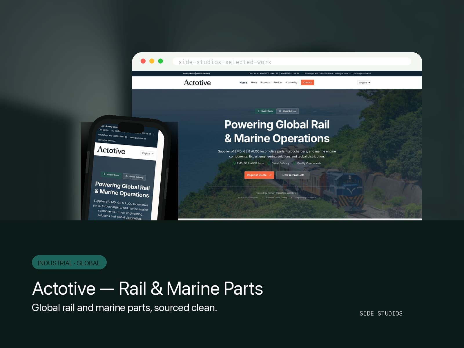Actotive - Rail & Marine Parts website preview