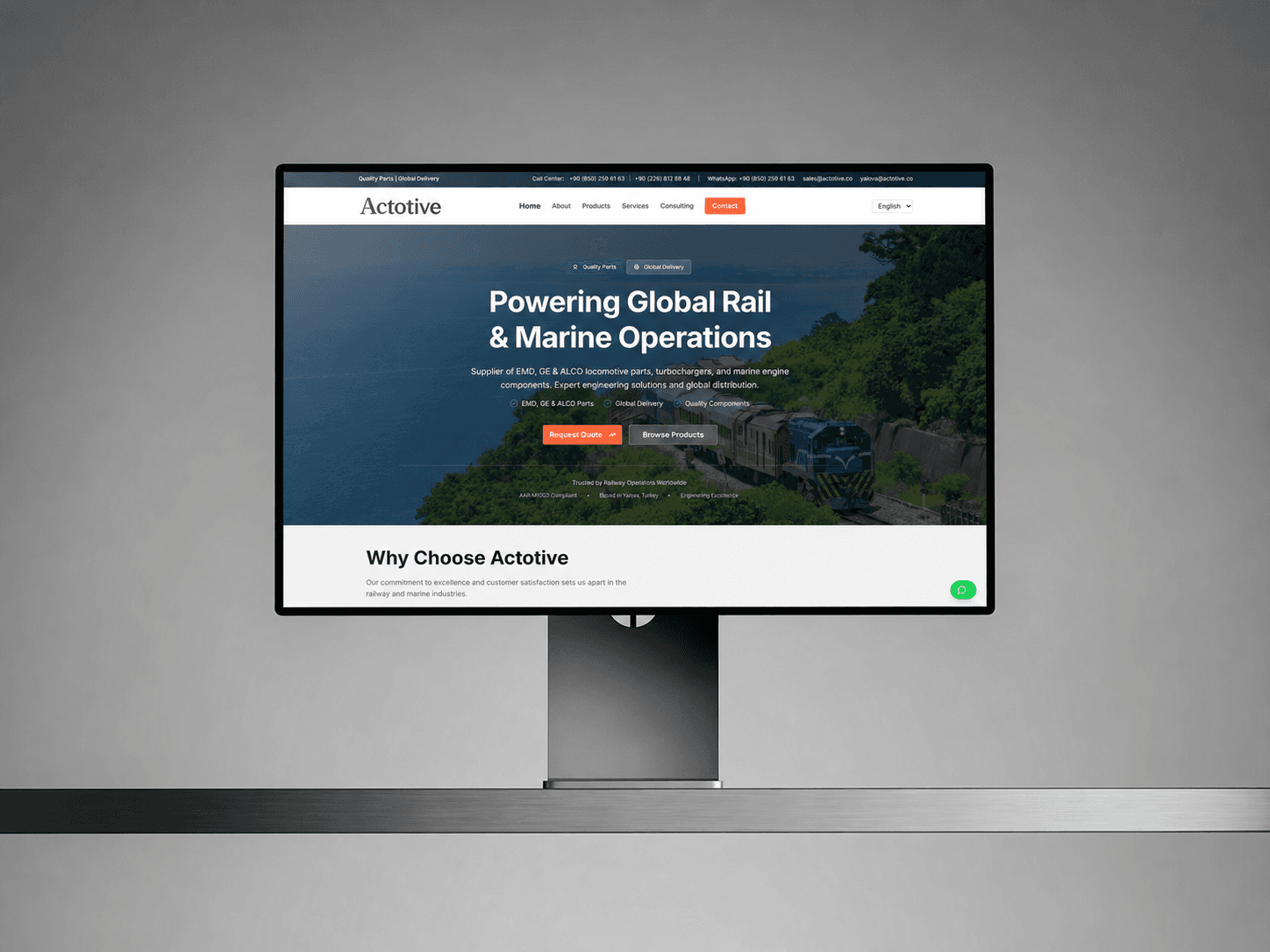 Actotive - Rail & Marine Parts website preview