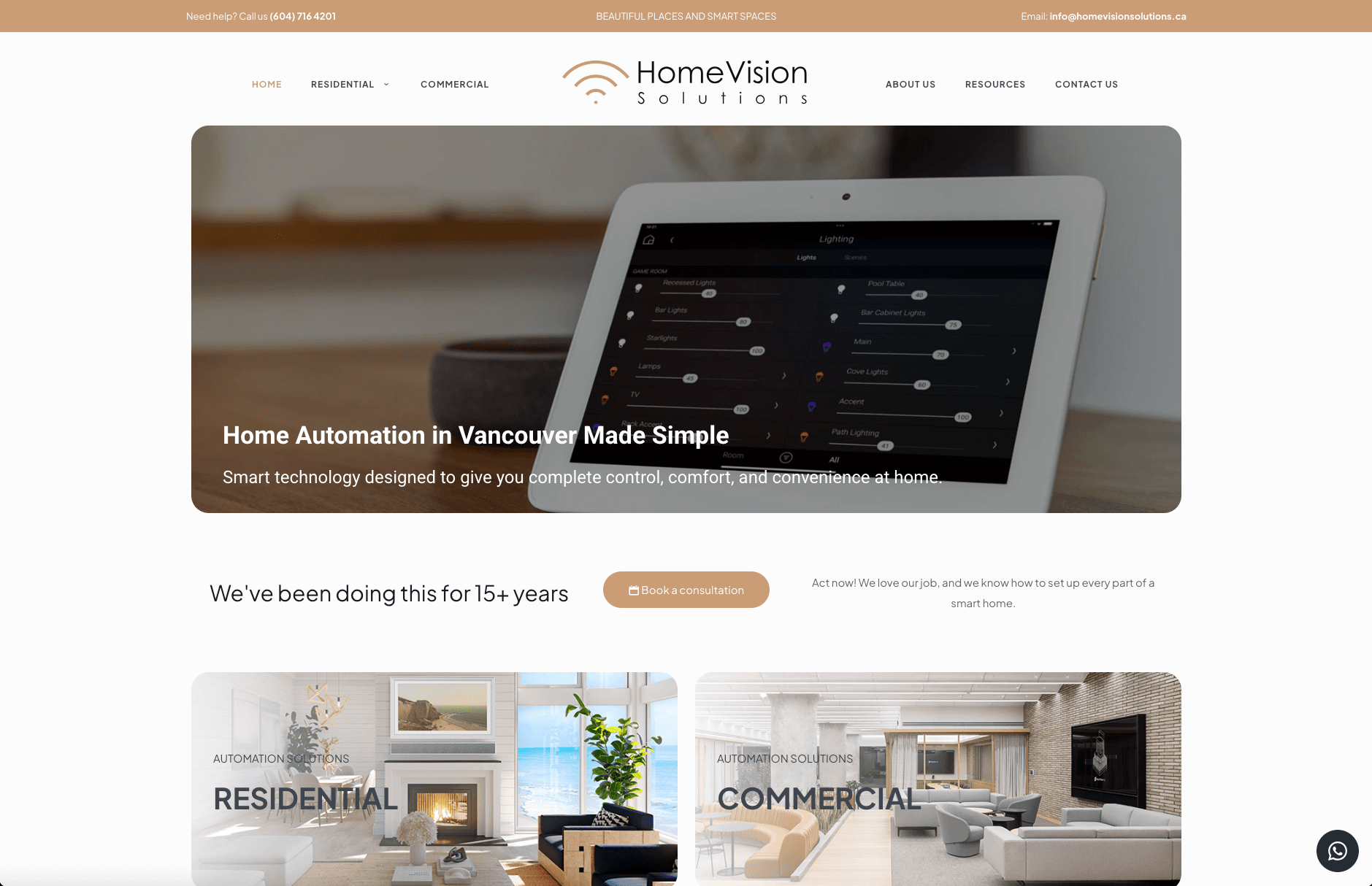 Home Vision Solutions mobile website preview