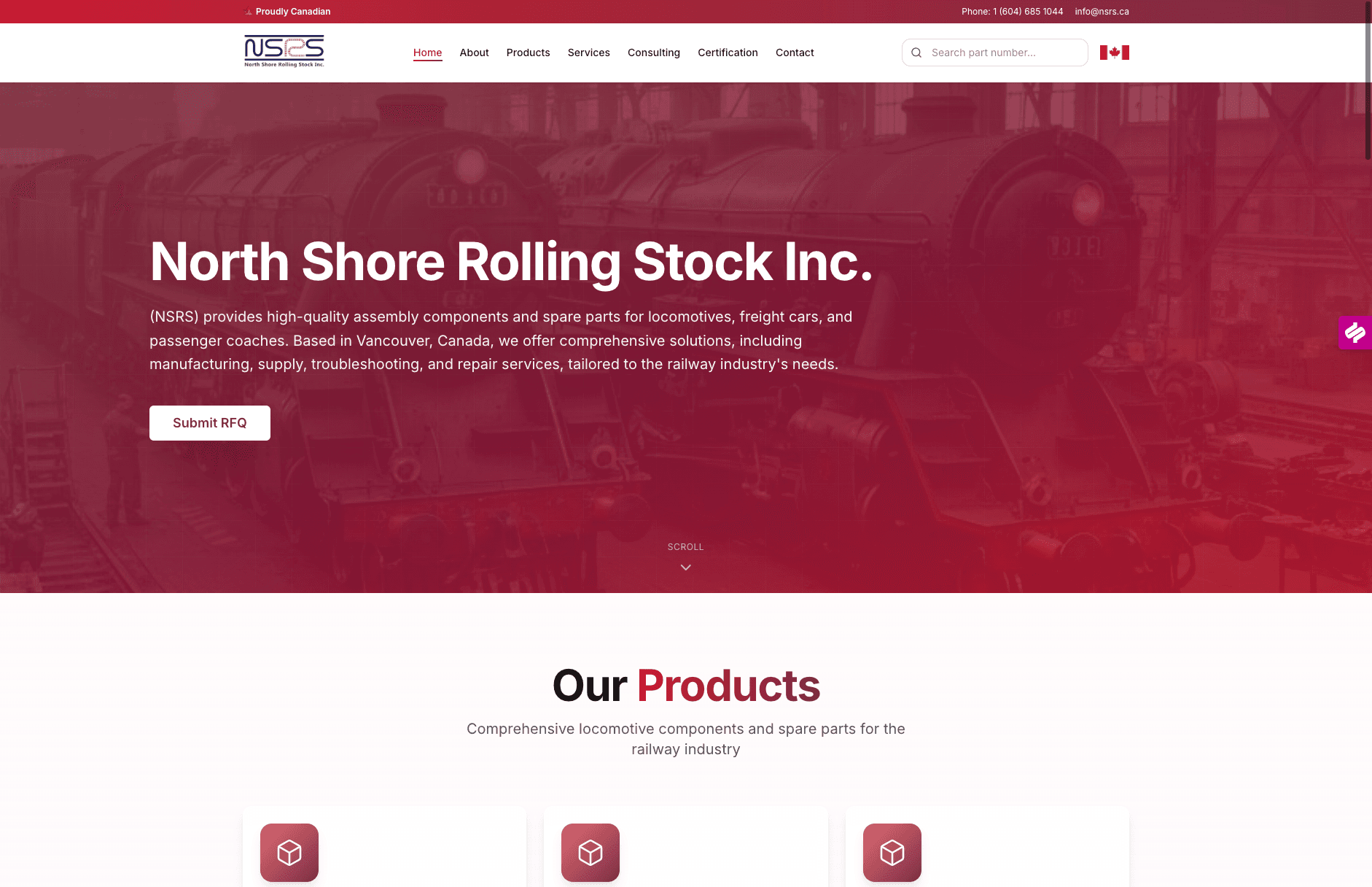 NSRS - Rail Components mobile website preview