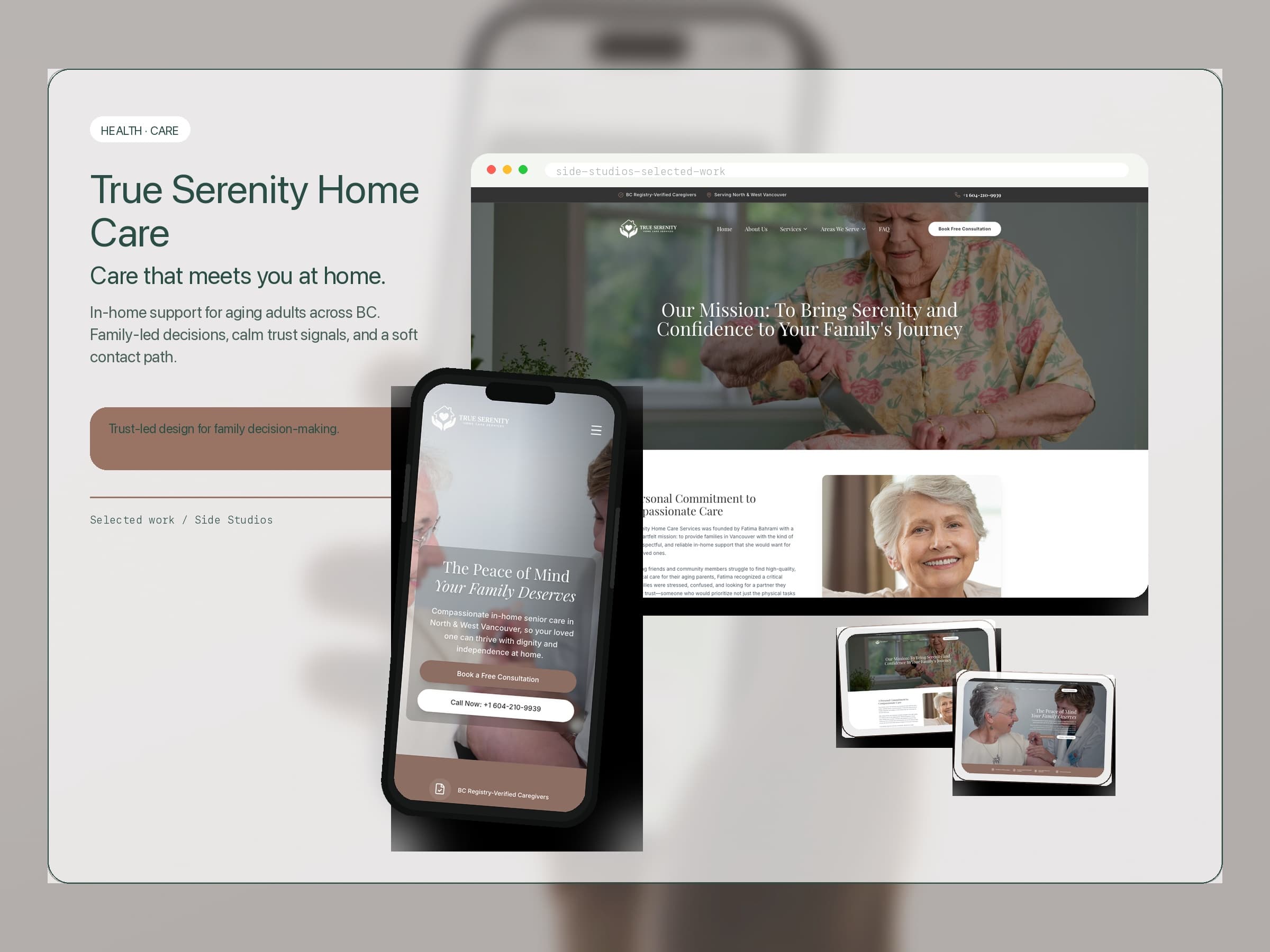 True Serenity Home Care website case study cover