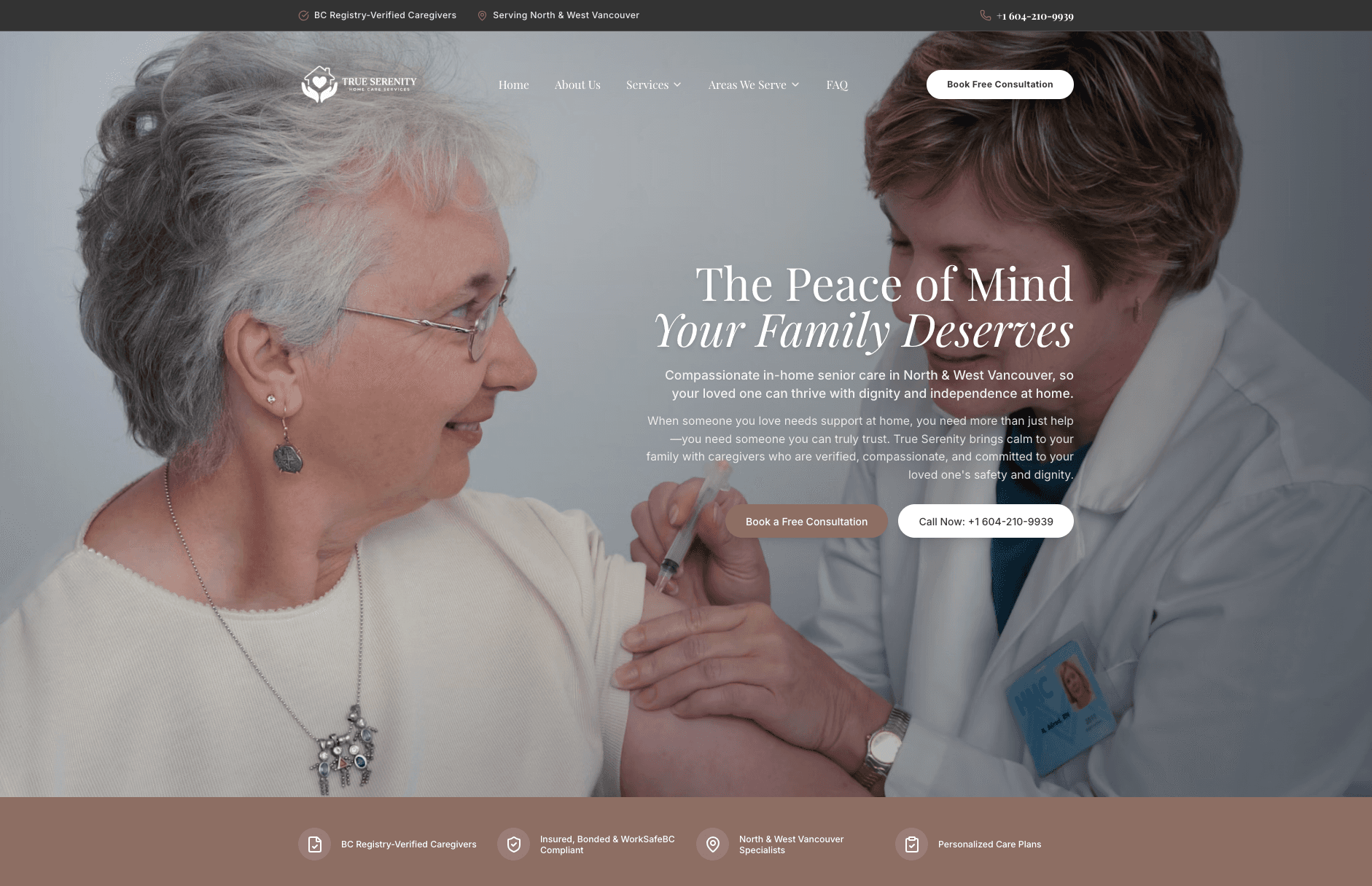 True Serenity Home Care mobile website preview