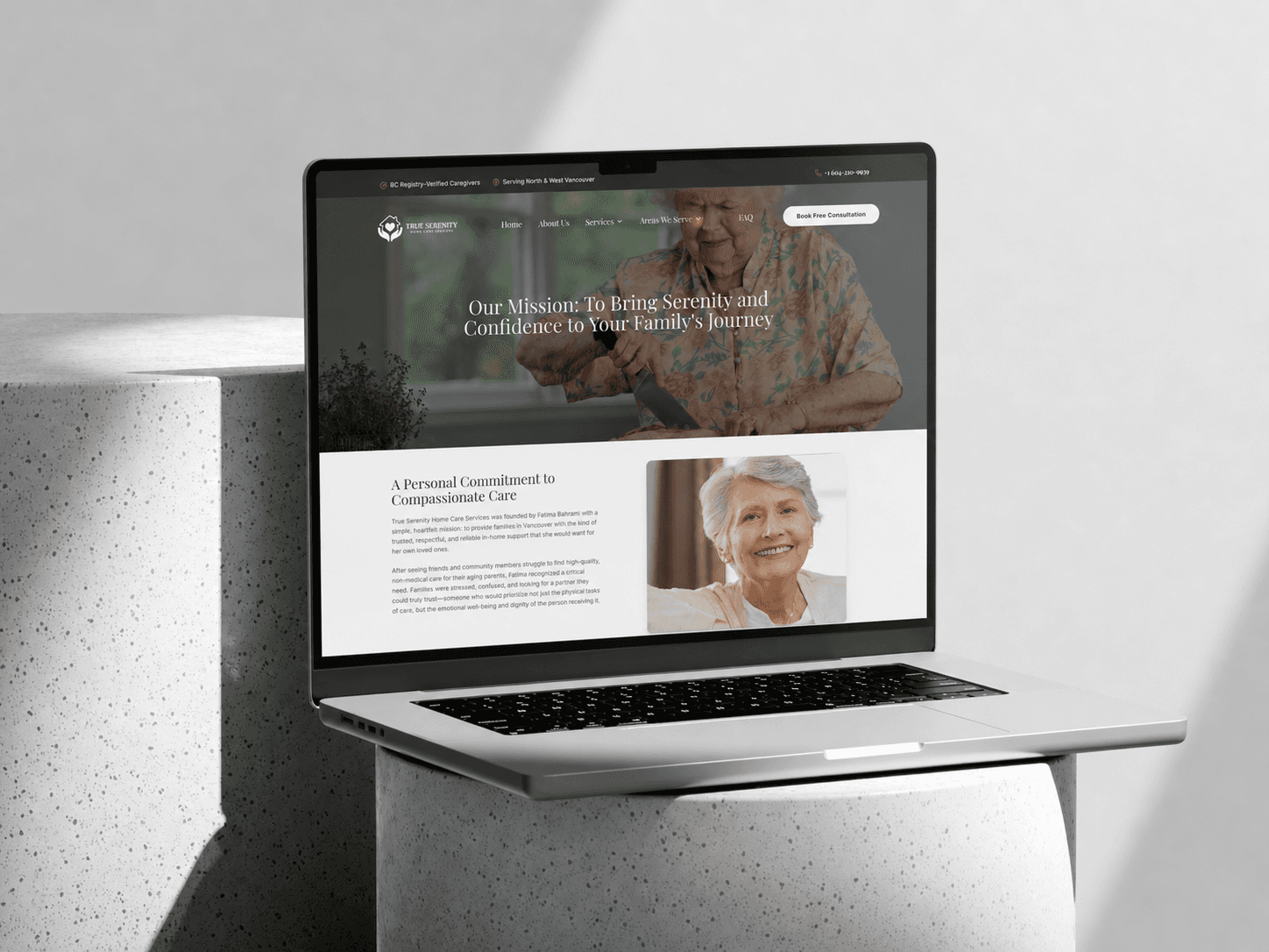 True Serenity Home Care website preview