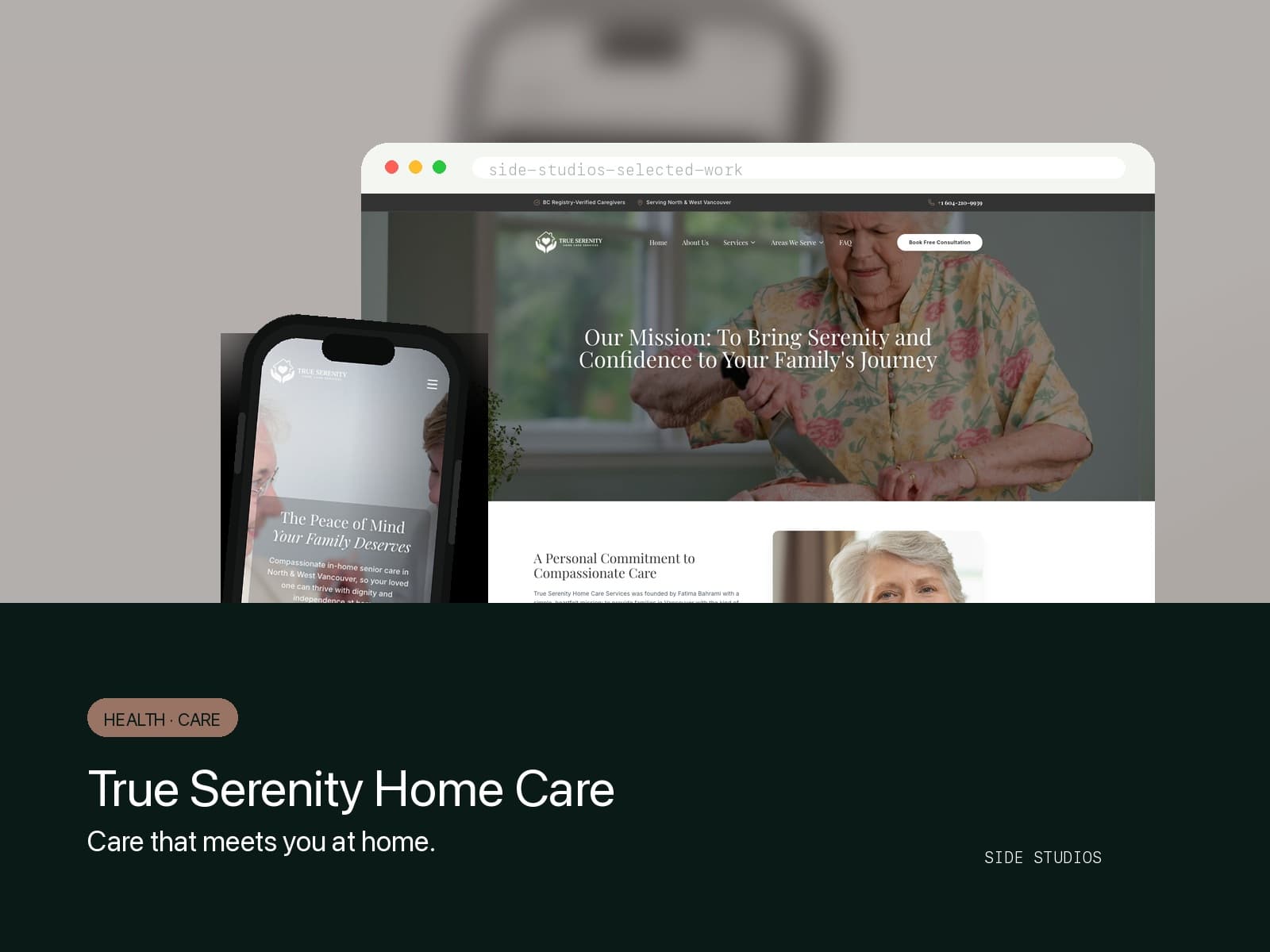 True Serenity Home Care website preview