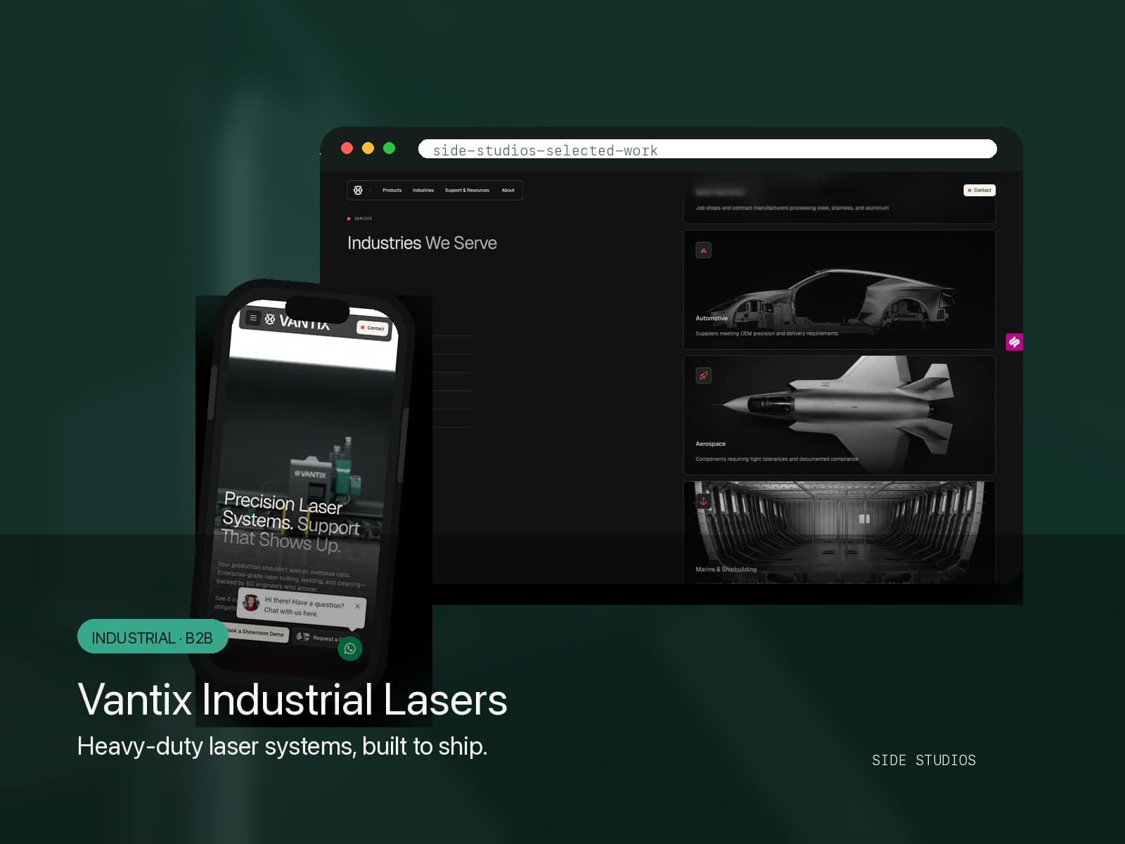 Vantix Industrial Lasers website preview