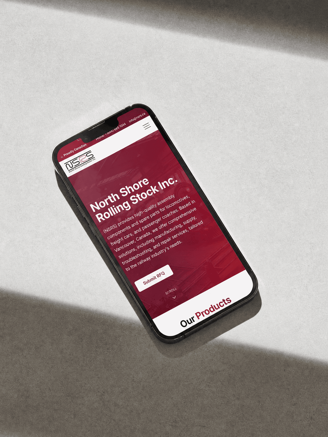 NSRS - Rail Components mobile website preview