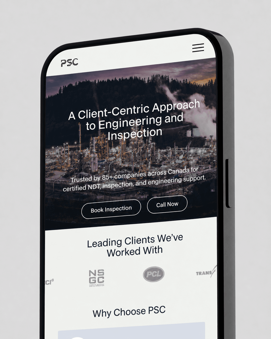 PSC - Inspection & Engineering mobile website preview