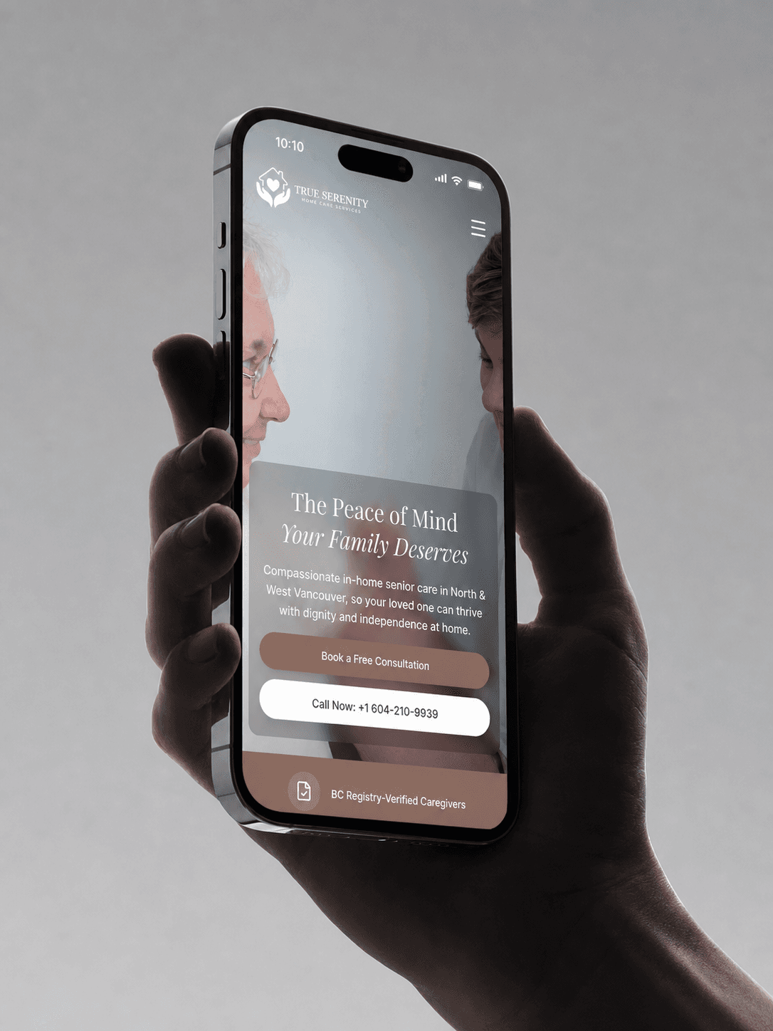 True Serenity Home Care mobile website preview