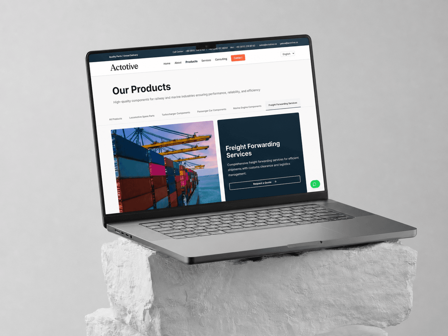 Actotive - Rail & Marine Parts desktop website preview