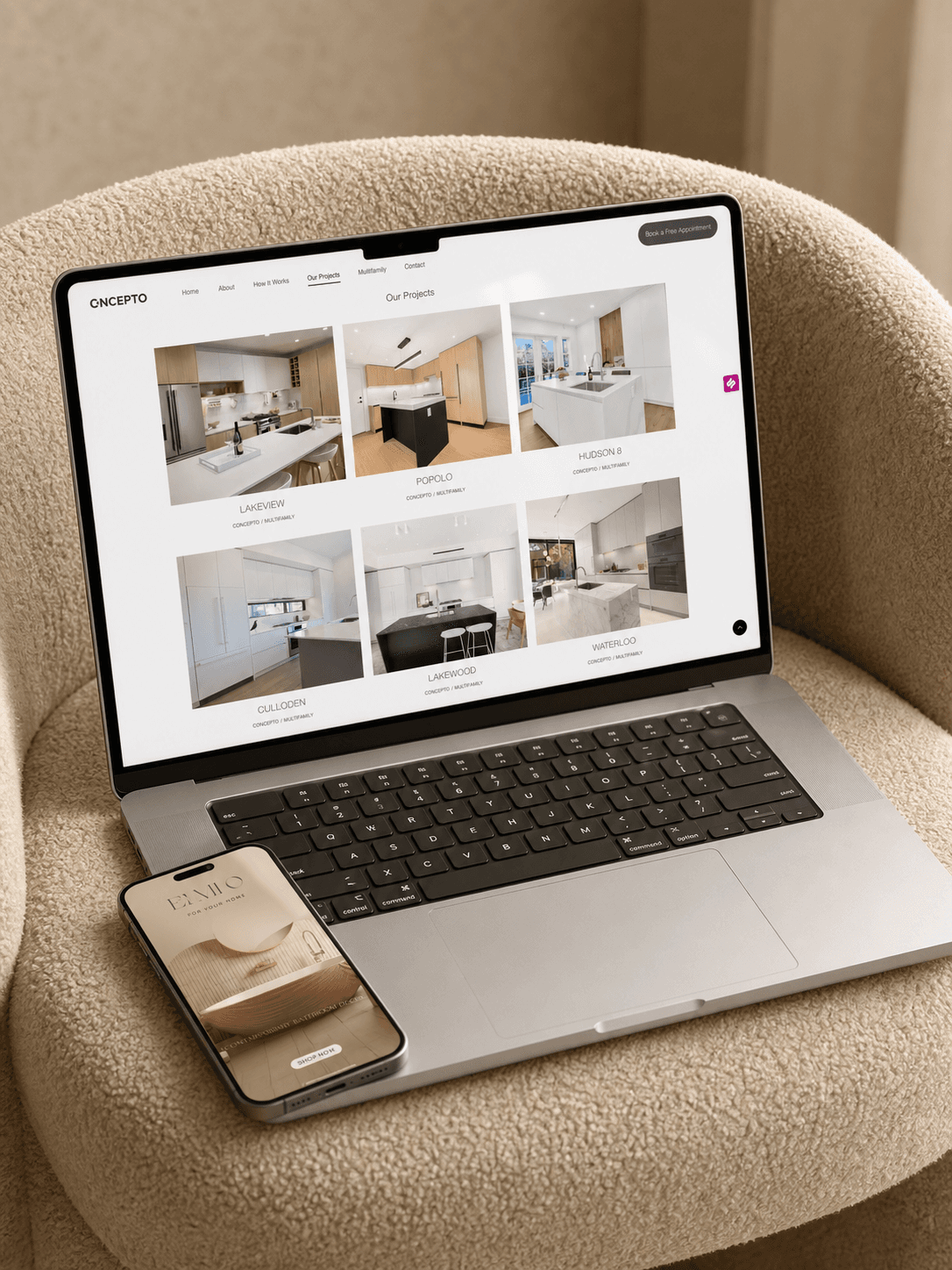 Concepto Interiors - Cabinetry desktop website preview