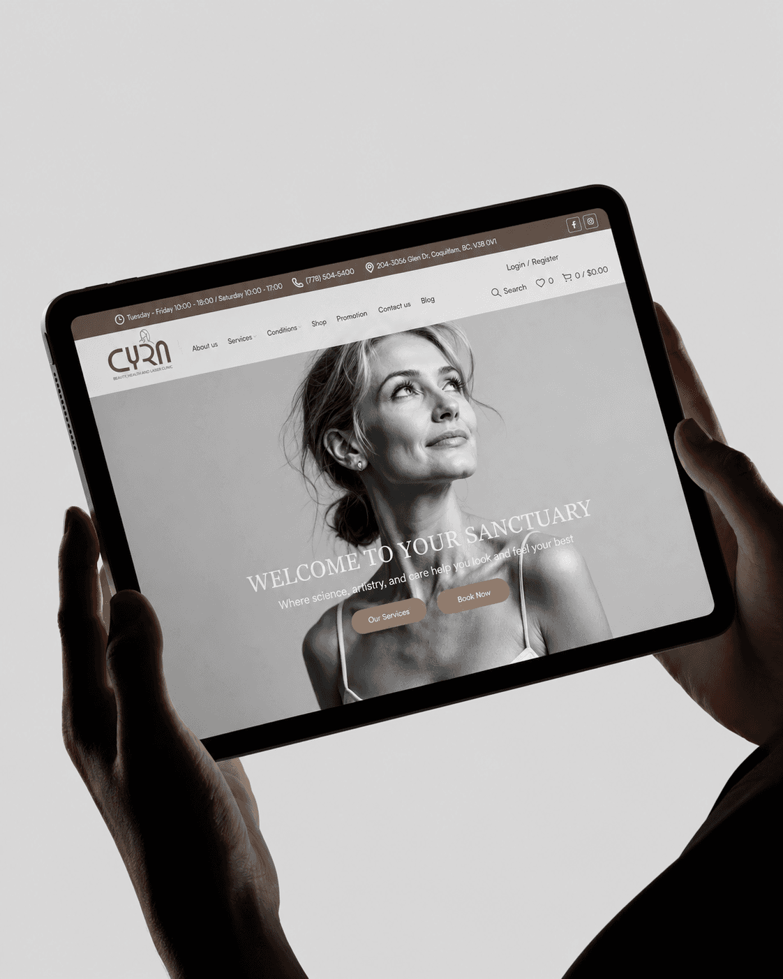 Cyra Beauty website hero desktop preview