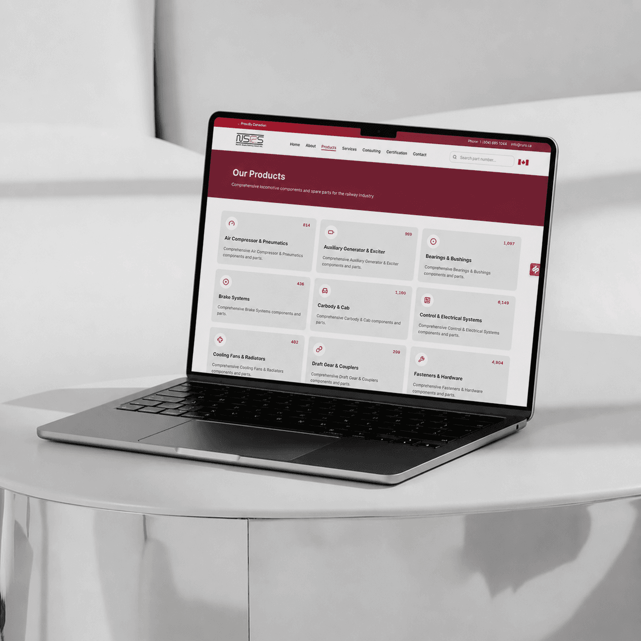 NSRS - Rail Components desktop website preview