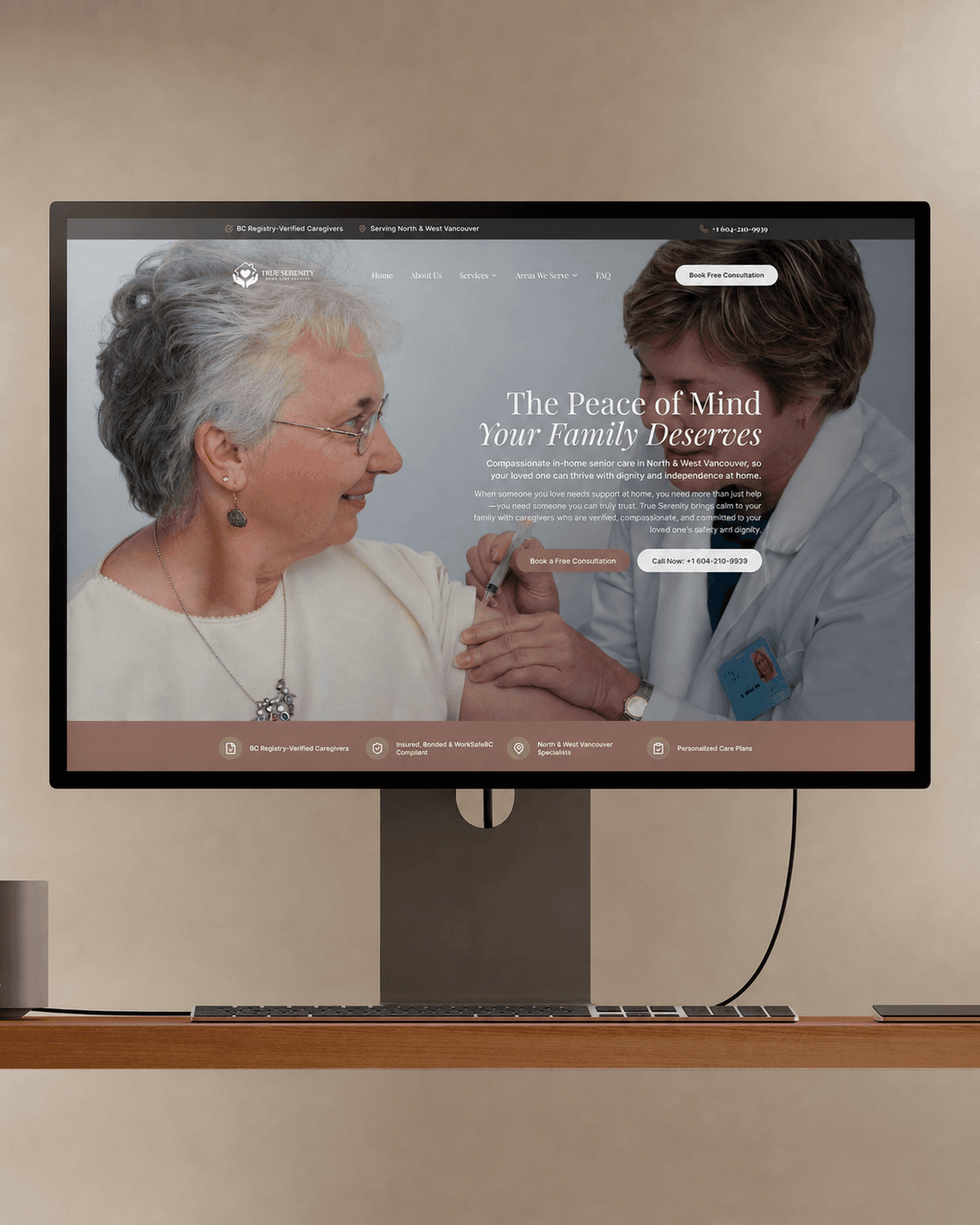 True Serenity Home Care desktop website preview
