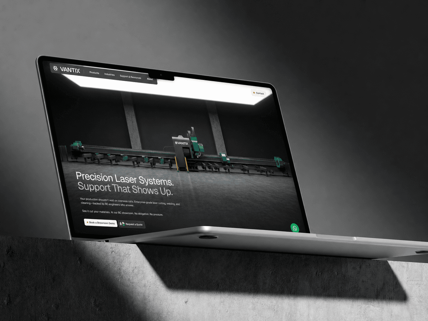 Vantix Industrial Lasers desktop website preview